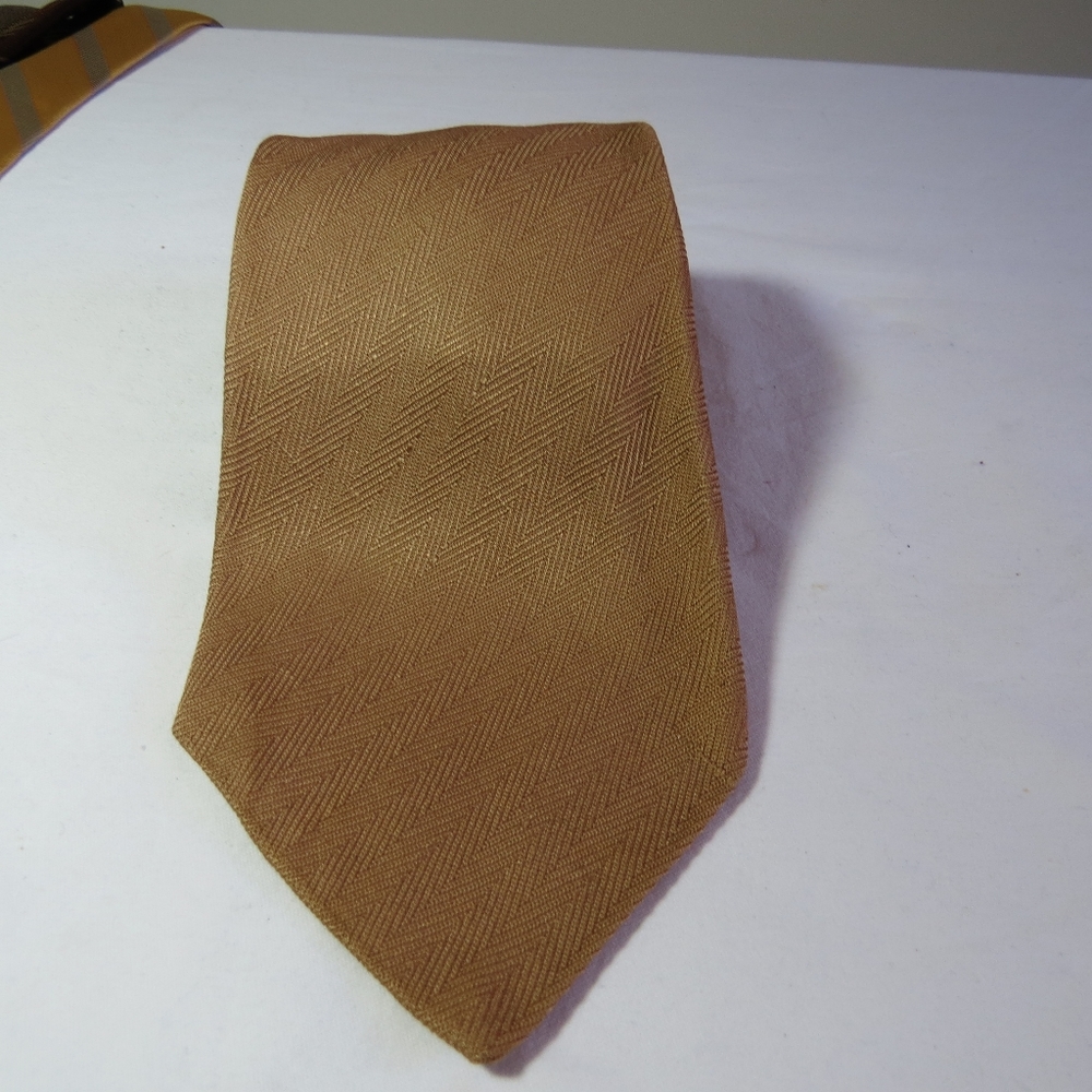 POLO RALPH LAUREN Tan Herringbone Silk Tie
